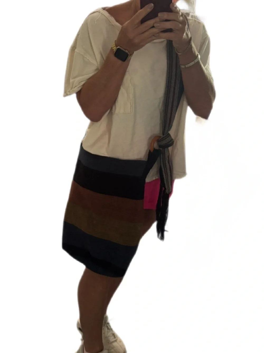 Hand-Woven Boho Striped Crossbody Sling Bag